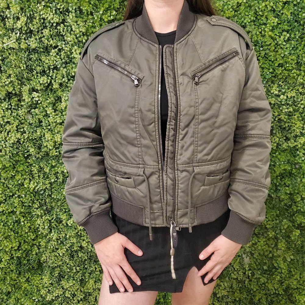 Diesel Black Gold Hunter Green Bomber Jacket with 100% Cow Hide Leather